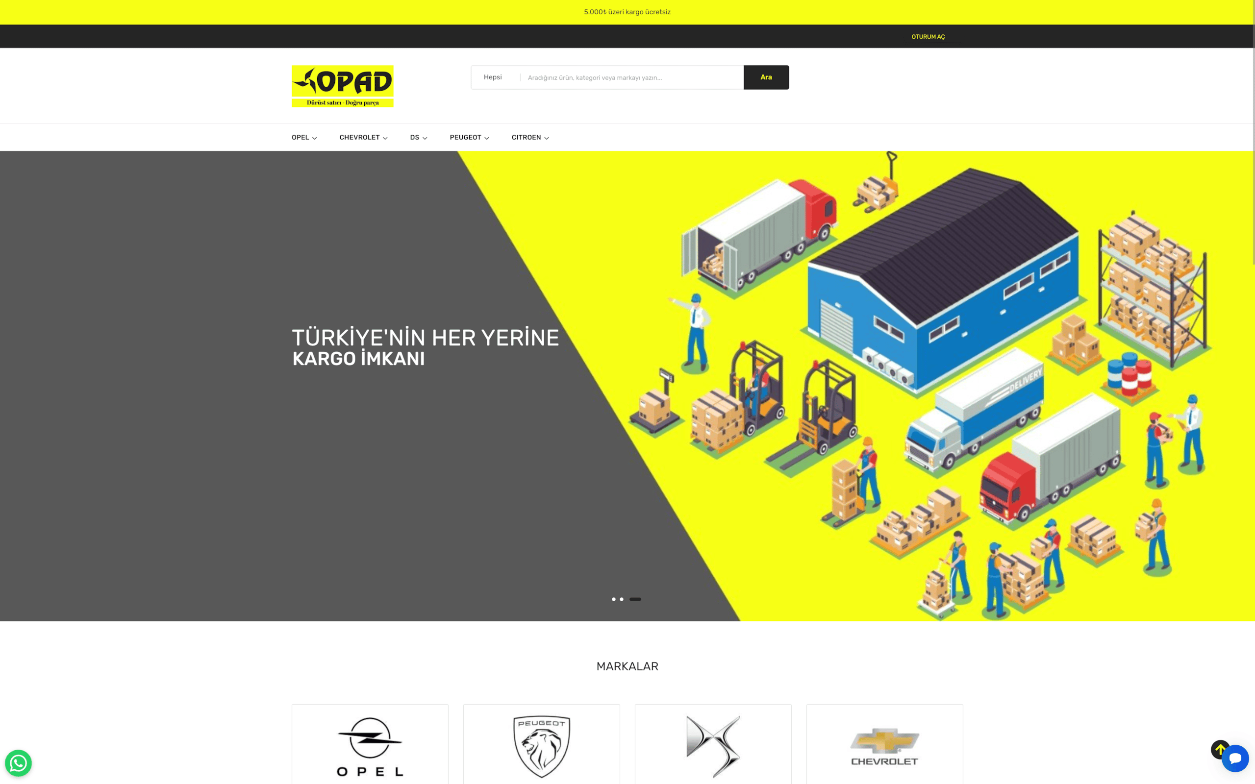 Opad Otomotiv E-ticaret Sitesi Çalışması E-Ticaret hizmeti